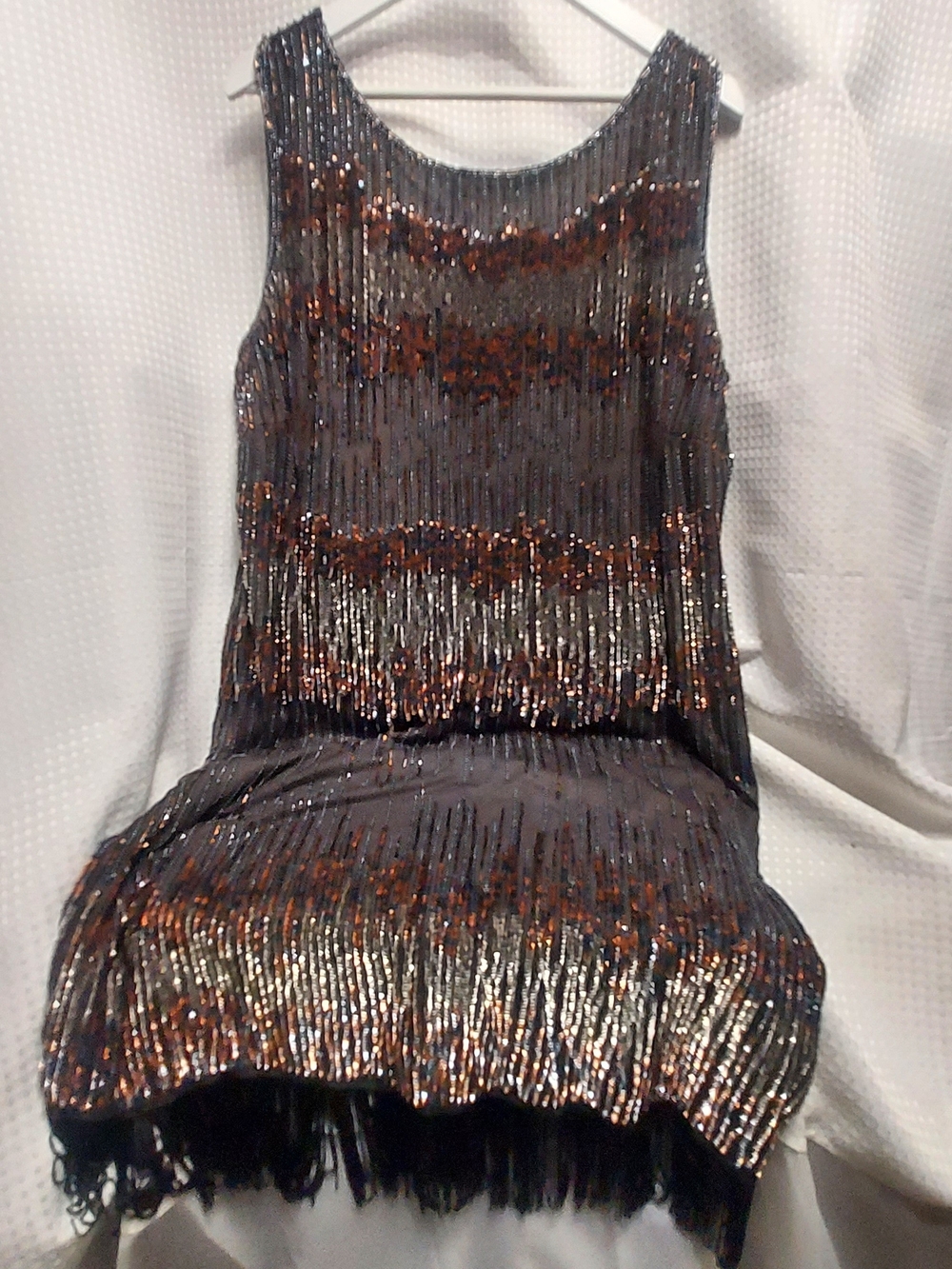 Pisarro Nights Sleeveless Metallic Fringe - Grey with Copper Accents